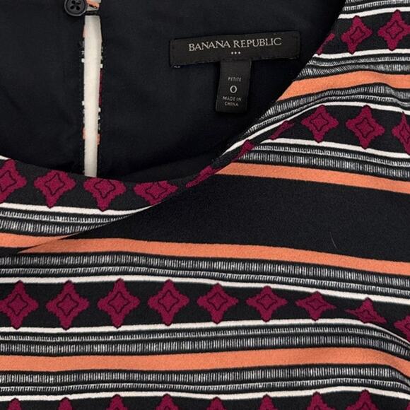 Banana Republic Black Geometric Mini Short Sleeve Above Knee Dress Size Womens 0 - Picture 3 of 4